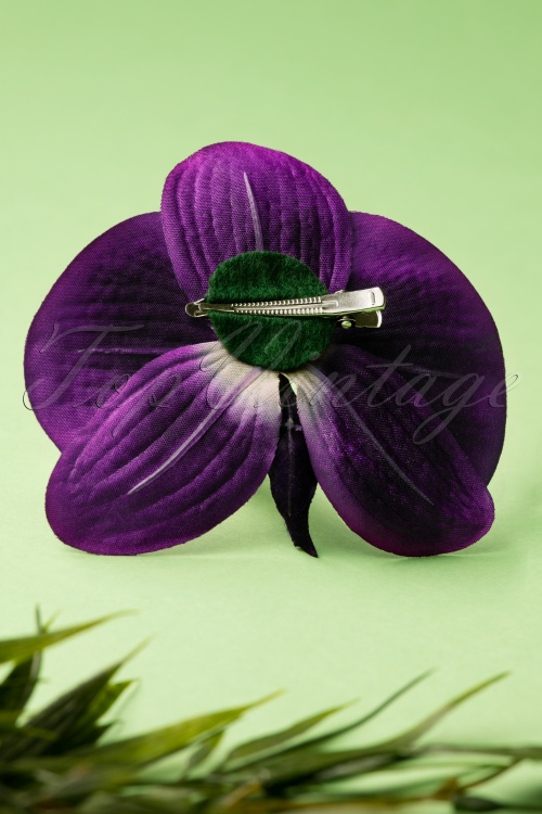 Lady Luck's Boutique - 50s Bring Me Purple Orchids Daily Hair Clip 3