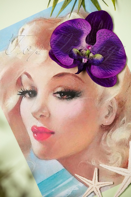 Lady Luck's Boutique - 50s Bring Me Purple Orchids Daily Hair Clip 2