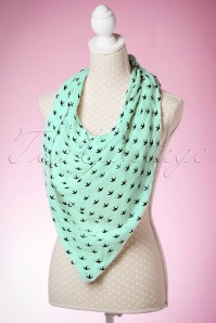 Kaytie - 60s Swallows All Over Me Scarf in Mint 2