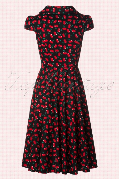 Hearts & Roses - Blossom Cherry Swing Dress Années 50 en Noir 6