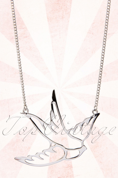 Collectif Clothing - Swallow Silhouette Necklace en Argent 3