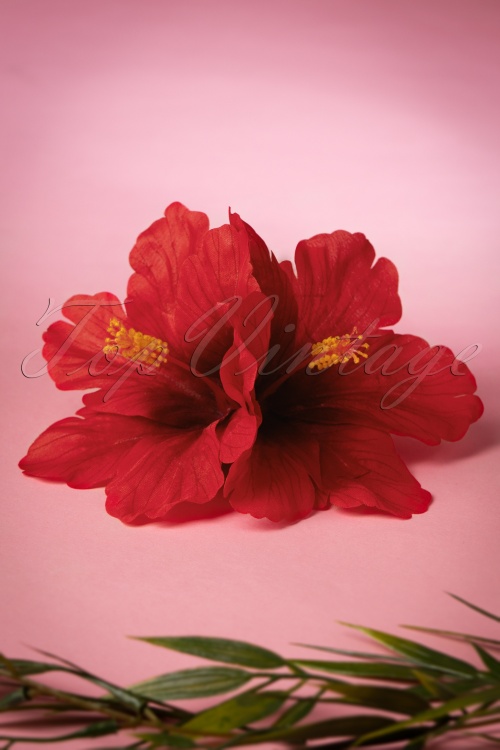 Lady Luck's Boutique - 50s Double Hibiscus Double Pretty Hair Clip in Red