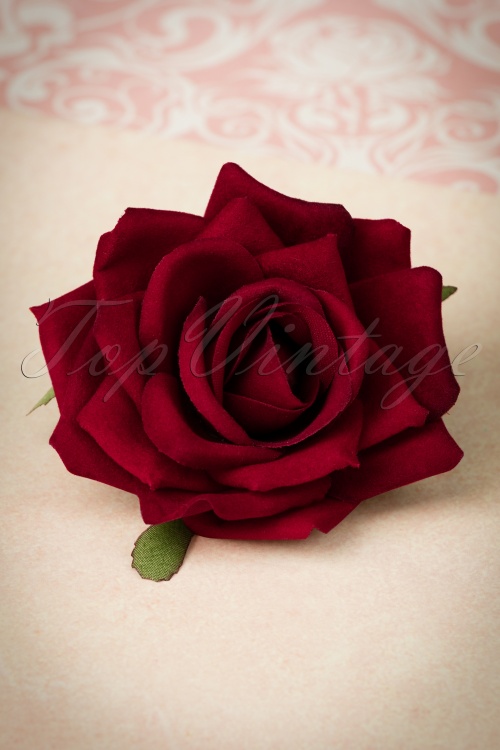 Lady Luck's Boutique - Bernie Rose Hair Clip Années 50 en Rouge foncé