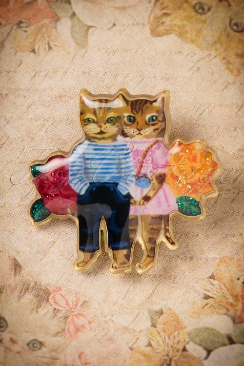 N2 - 50s Nathalie Lété Couple of Cats Brooch in Gold