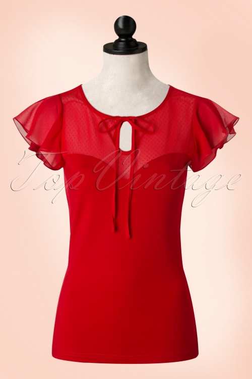 Vixen - 50s Alyssa Lace Top in Red
