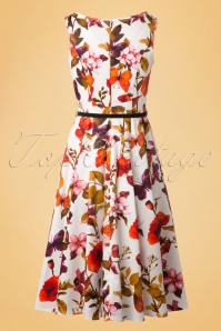 Lady V by Lady Vintage - Hepburn – Schmetterlings-Blumen-Swing-Kleid in Elfenbein 9