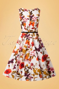 Lady V by Lady Vintage - Hepburn – Schmetterlings-Blumen-Swing-Kleid in Elfenbein 7