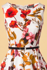 Lady V by Lady Vintage - Hepburn – Schmetterlings-Blumen-Swing-Kleid in Elfenbein 5