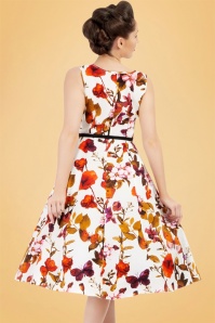 Lady V by Lady Vintage - Hepburn – Schmetterlings-Blumen-Swing-Kleid in Elfenbein 8
