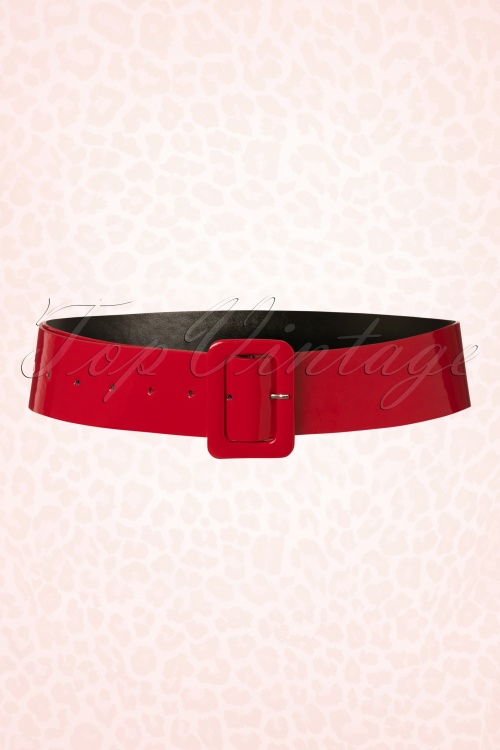 Collectif Clothing - Sally Patent Belt Années 50 en Rouge