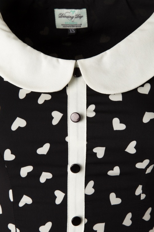 Banned Retro - 60s Abby Hearts Dress in Black and Ivory 5