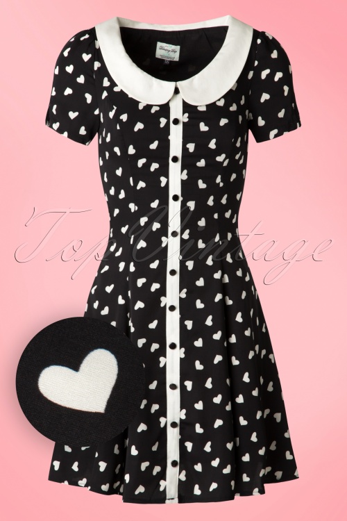 Banned Retro - 60s Abby Hearts Dress in Black and Ivory 2