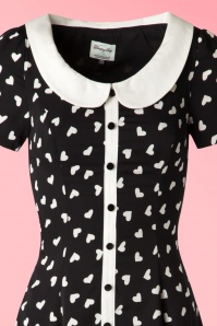 Banned Retro - 60s Abby Hearts Dress in Black and Ivory 4