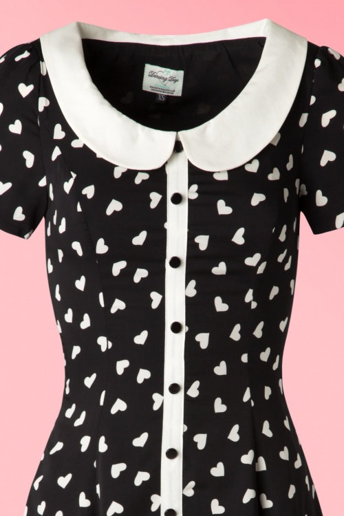 Banned Retro - 60s Abby Hearts Dress in Black and Ivory 4
