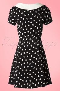 Banned Retro - 60s Abby Hearts Dress in Black and Ivory 6
