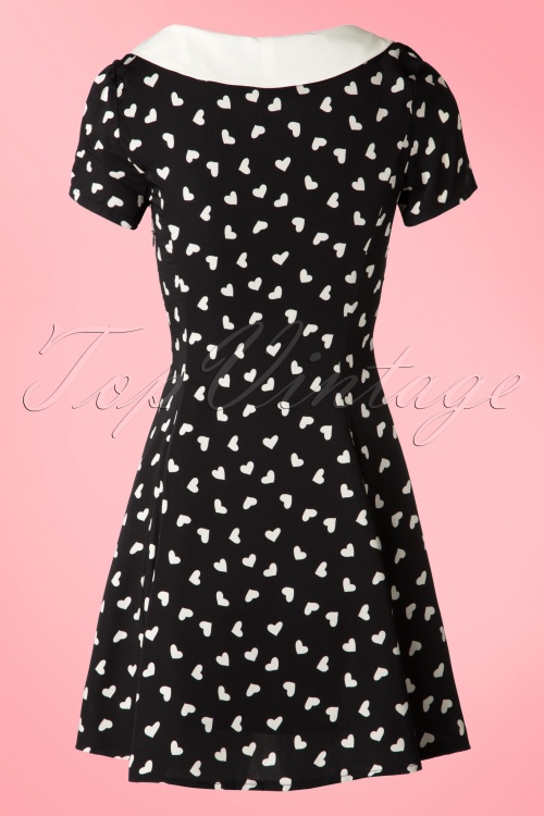 Banned Retro - 60s Abby Hearts Dress in Black and Ivory 6