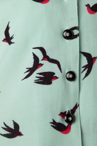 Steady Clothing - Harlow Sparrows Tie Blouse Années 1950 en Bleu eau 3