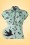 Steady Clothing - Harlow Sparrows Tie Blouse Années 1950 en Bleu eau