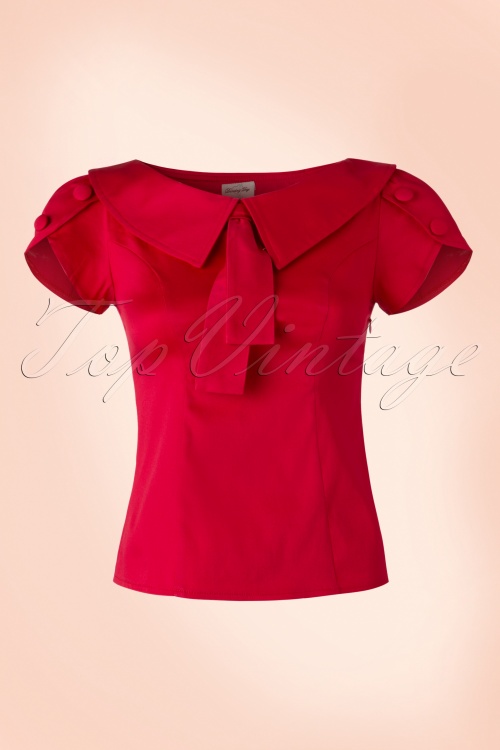 Banned Retro - 40s Frou Frou Retro Style Top in Red