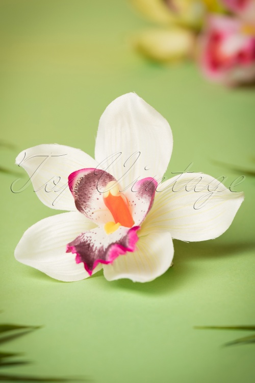 Collectif Clothing - Pin-Up Orchidee Haarclip Ivoor