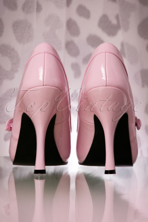 Pinup Couture - Cutiepie Mary Jane Lackpumps mit Plateau in Pink 6