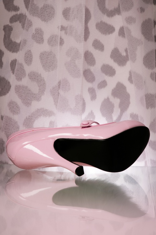 Pinup Couture - 40s Cutiepie Mary Jane Pink platform patent pumps 8