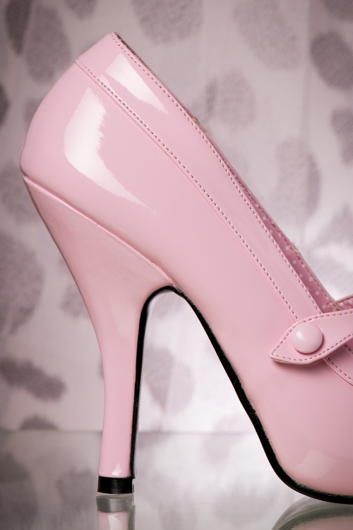 Pinup Couture - 40s Cutiepie Mary Jane Pink platform patent pumps 4