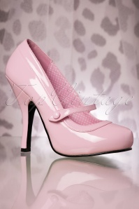 Pinup Couture - Cutiepie Mary Jane Lackpumps mit Plateau in Pink 3