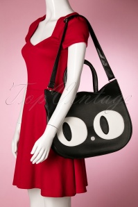Banned Retro - 60s Lizzy The Big Eyed Cat Bag in Black 7