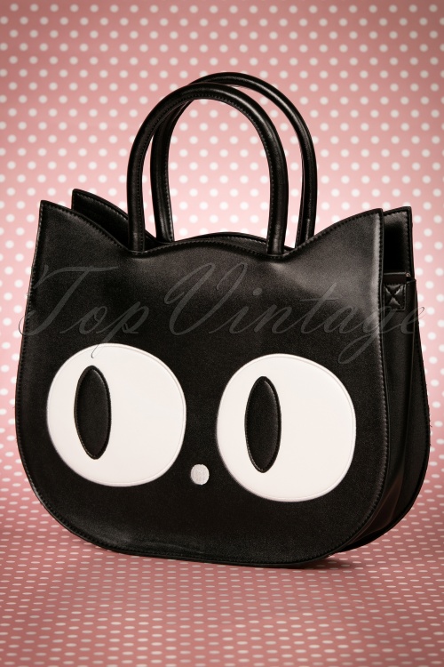 Banned Retro - Lizzy de Big Eyed Cat tas in zwart 2