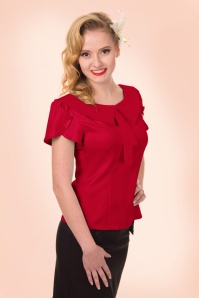 Banned Retro - 40s Frou Frou Retro Style Top in Red 2