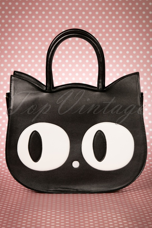 Banned Retro - 60s Lizzy The Big Eyed Cat Bag in Black