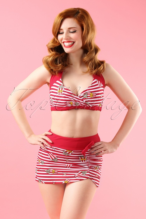 Banned Retro - 50s Roxie Popcorn Bikini Pants in Red 2