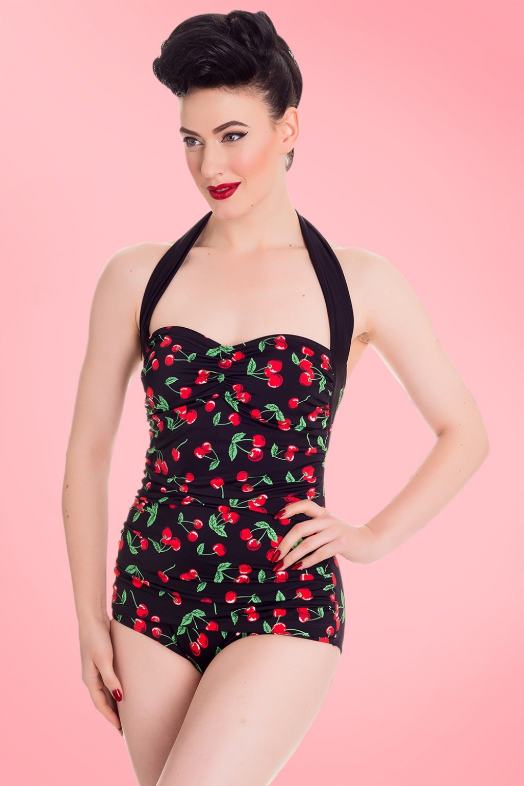 50s Cherry Pop Swimsuit in Black