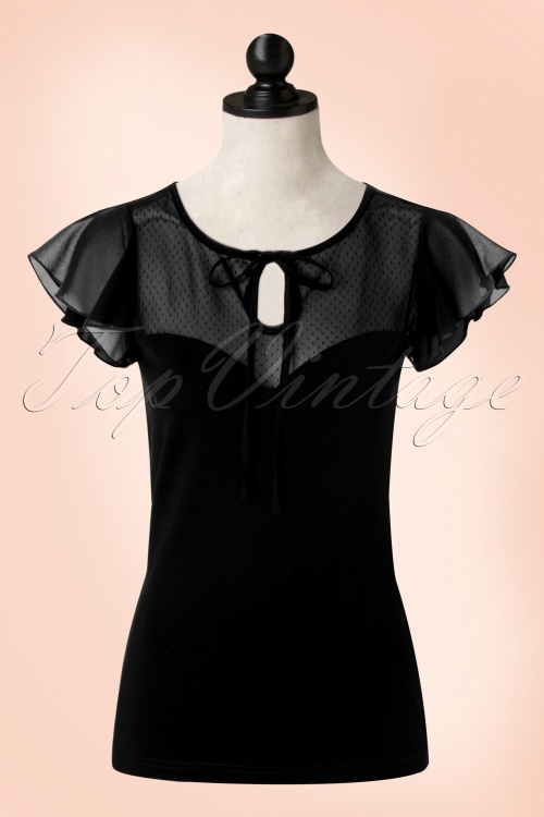 Vixen - 50s Alyssa Lace Top in Black