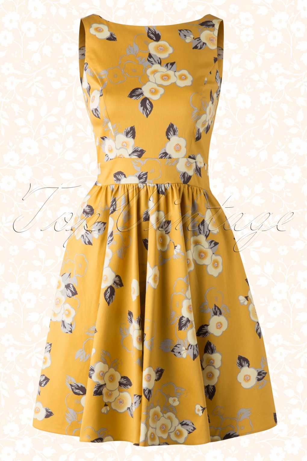 50s Floral Tea Dress in Yellow