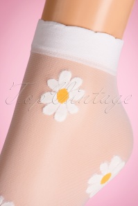 Lovely Legs - Sunny Daisy Socks Années 50 en Blanc 2