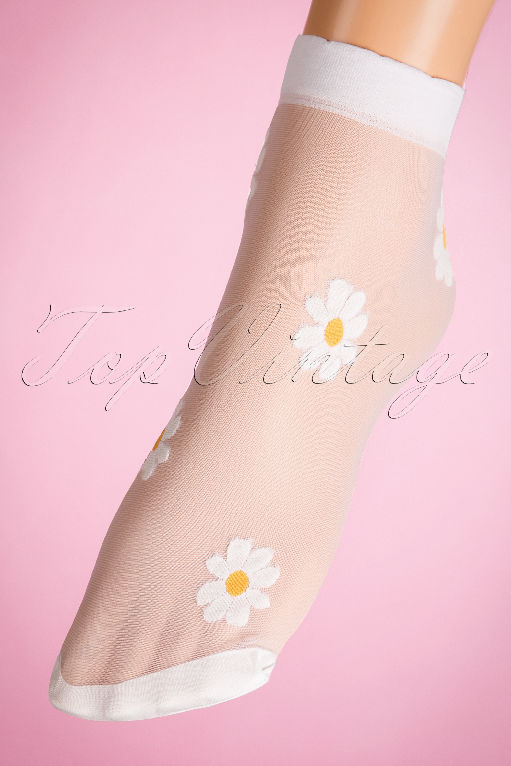Lovely Legs - Zonnige Daisy sokken in wit