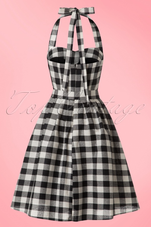 Dolly and Dotty - 50s Sophie Halter Check Swing Dress in Black and White 3