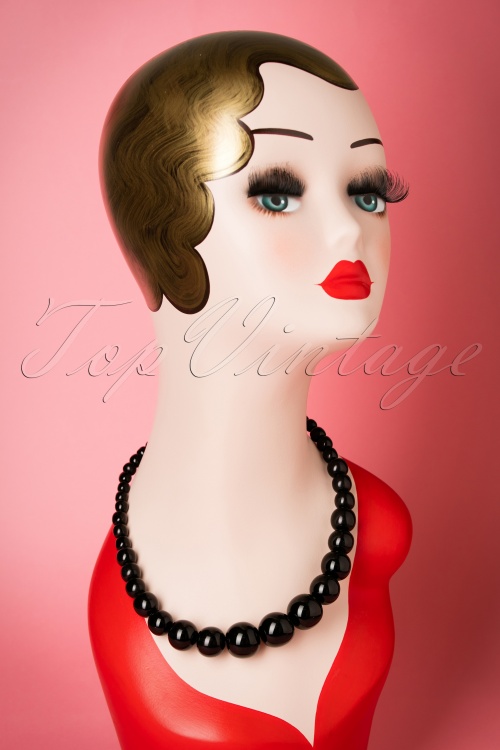 Splendette - TopVintage Exclusive ~ 50s Gwendolyn Pearl Necklace in Black 2