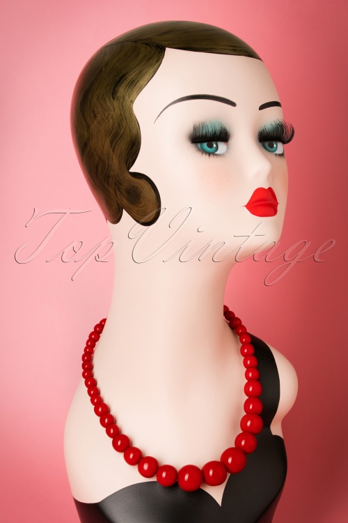 Splendette - TopVintage Exclusive ~ 50s Gwendolyn Pearl Necklace in Red 2
