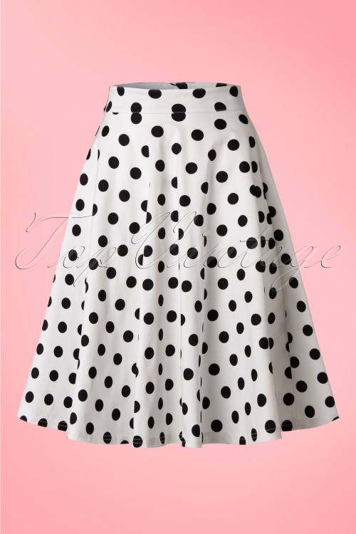 Steady Clothing - TopVintage Exclusive ~ 50s Poppie Polka Dot Thrills Swing Skirt in White 2