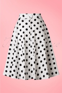 Steady Clothing - TopVintage Exclusive ~ 50s Poppie Polka Dot Thrills Swing Skirt in White 3