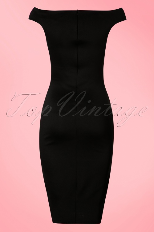 Vintage Chic for Topvintage - Simone Striped Pencil Dress Années 50 en Noir et Blanc 3