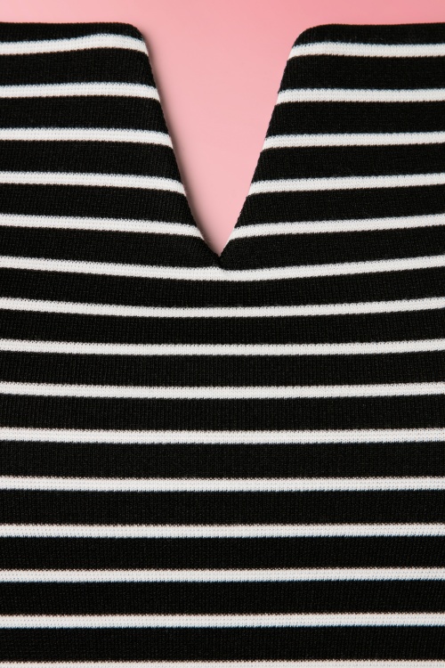 Vintage Chic for Topvintage - Simone Striped Pencil Dress Années 50 en Noir et Blanc 5