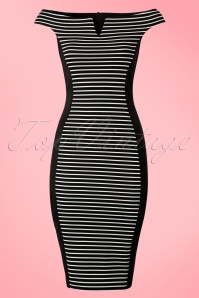 Vintage Chic for Topvintage - 50s Simone Striped Pencil Dress in Black and White 2