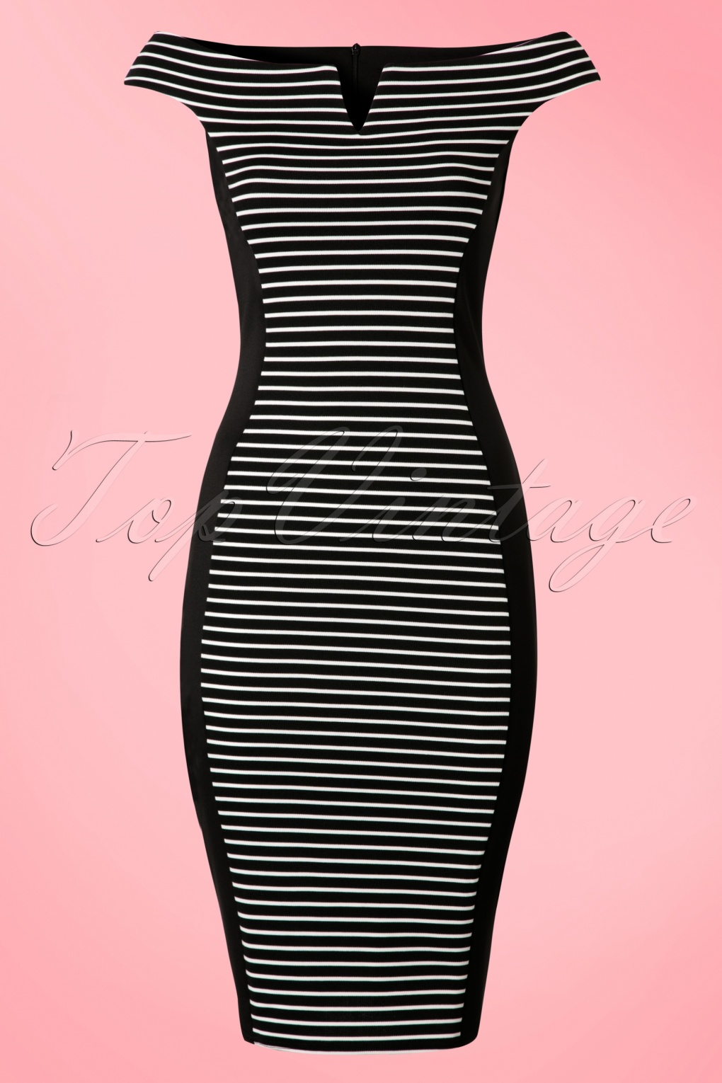 Low Back Sculpted Pencil Dress in Black & White