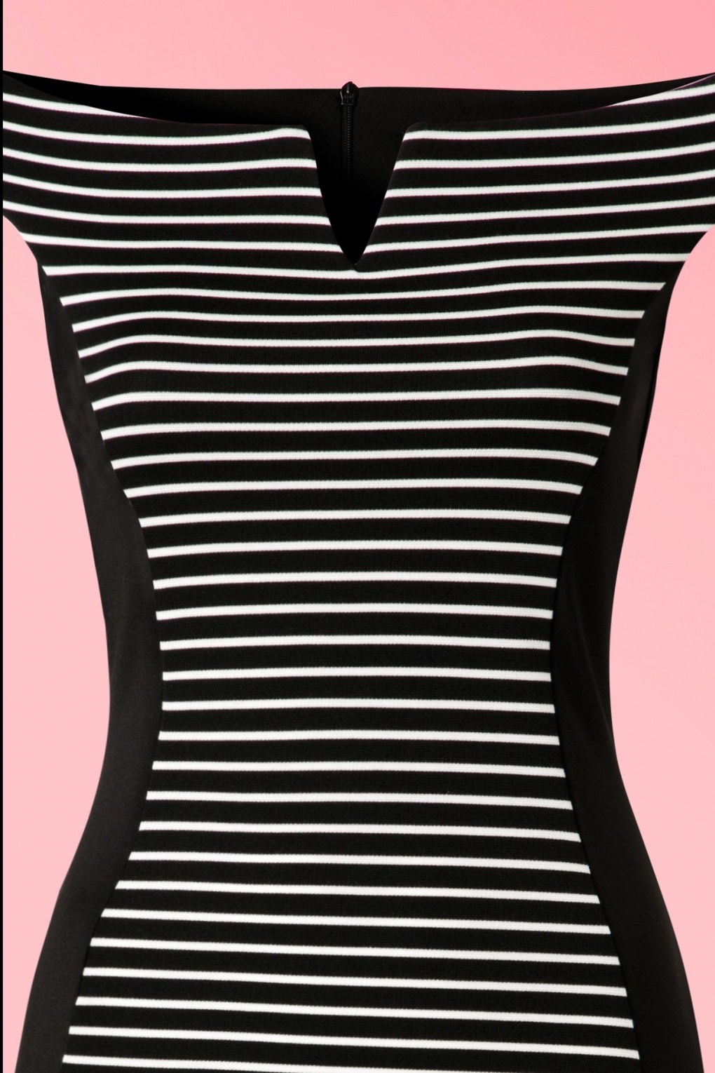 50s Simone Striped Pencil Dress In Black And White