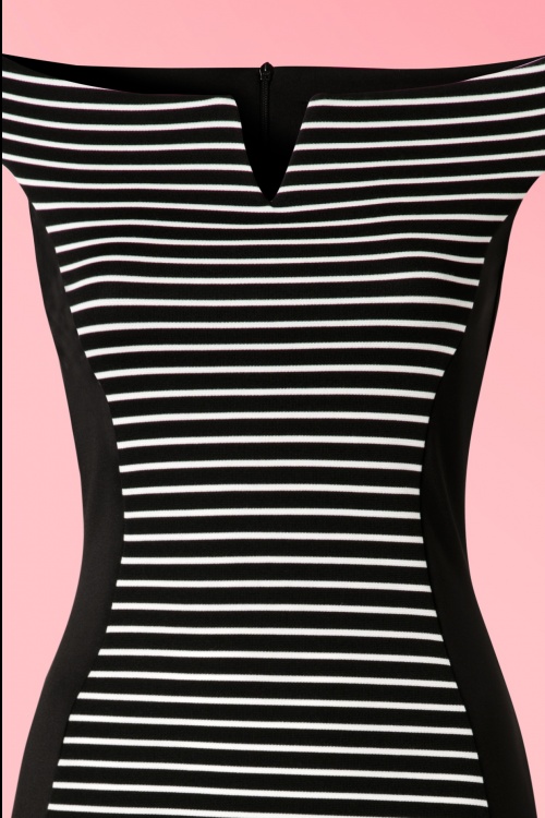 Vintage Chic for Topvintage - Simone Striped Pencil Dress Années 50 en Noir et Blanc 4