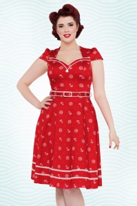 Vixen - 50s Gwyneth Sailor Swing Dress in Red 3